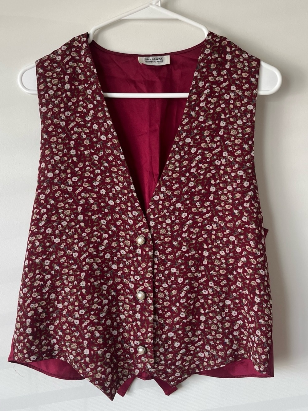 Vintage Floral Burgundy Vest by Sostanza